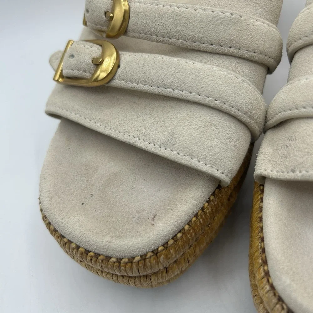 Franco Sarto‎ Women's A-Torino Espadrille Slides Ecru White Platform Size 8.5M
